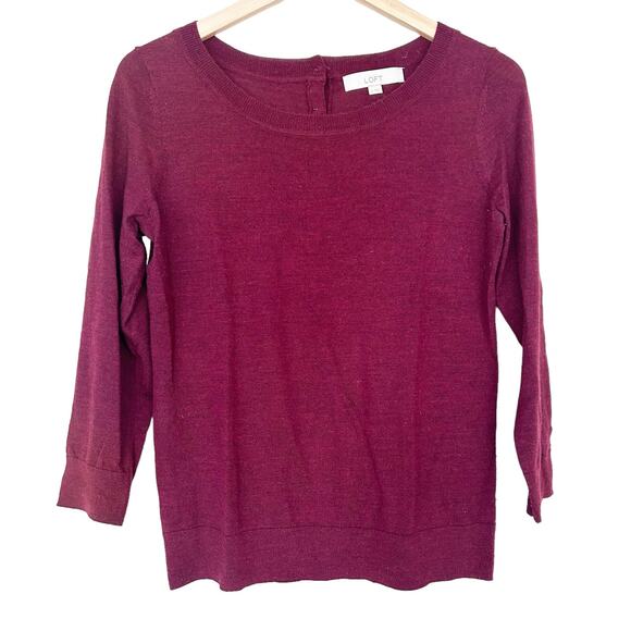 Ann Taylor Loft Maroon Wool Blend Sweater Sz M - Picture 1 of 5